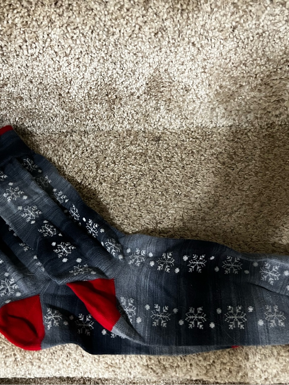 Source Unknown Navy Snowflake Pattern Dress Socks with Red Accents